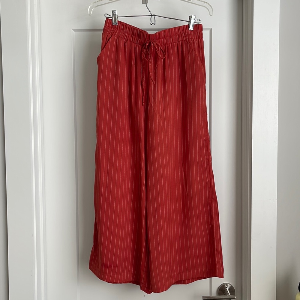 Glam PinStripe Elastic Waistband Wide Leg Pants